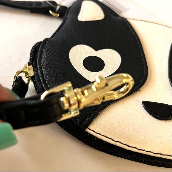 Betsey Johnson Crazy Cat Lady Card Coin Purse Wristlet Quirky Kitty Glitter NEW - Picture 8 of 13